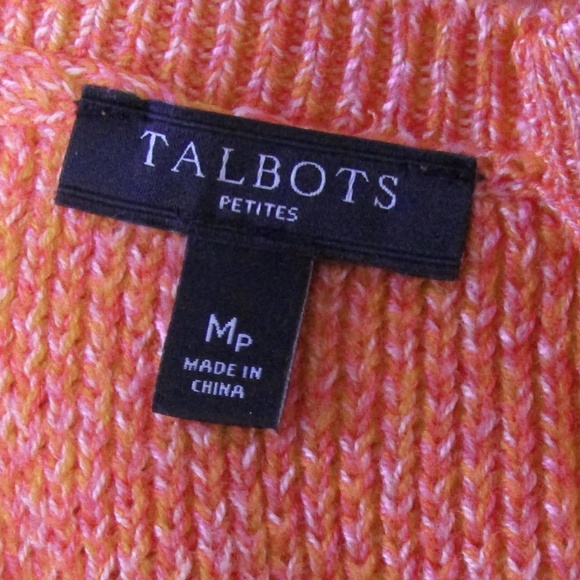 Talbots Petites Pink & Orange Cable Knit Sweater - Picture 5 of 6